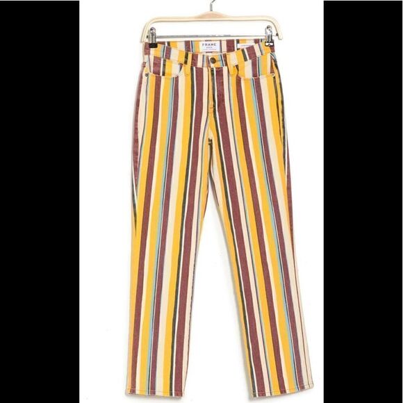 Frame l high rise straight  leg pant stripe size 25 NWT - Picture 1 of 9